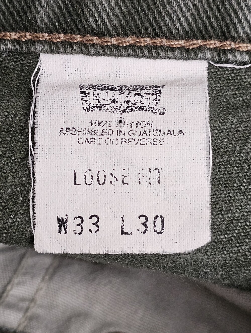 VTG 1995 Levi's L2 Forest Green Jeans Mens Tag 33x30 MEASURES 31x30 Baggy Loose - Picture 12 of 16
